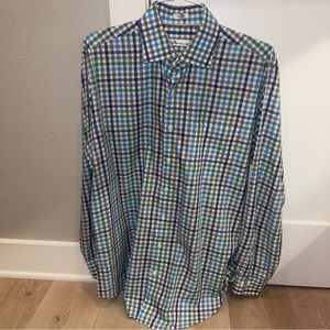 Peter Millar Multi Color Check Button Down Shirt Large